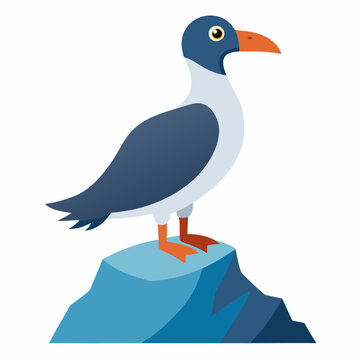 recommend clip art: Perched seabird on rocky silhouette vector illustration