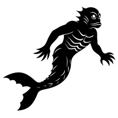 Side View Creature with Legs Swimming Underwater vector