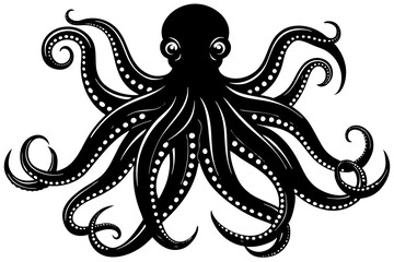 octopus silhouette, octopus icon vector illustration