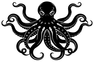 octopus silhouette, octopus icon vector illustration