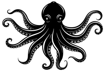 octopus silhouette, octopus icon vector illustration