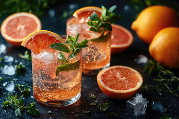 Two glasses of pink drink with a slice of orange in each