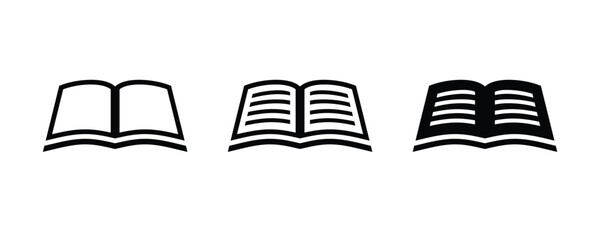 Book icon set. Open book icon vector. Book symbols.