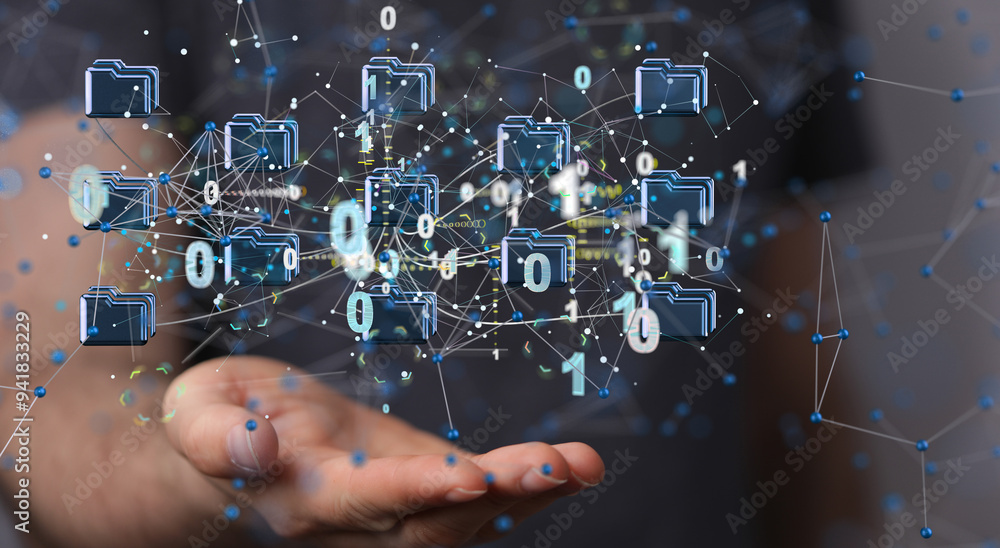 Poster big data cloud digital 3d