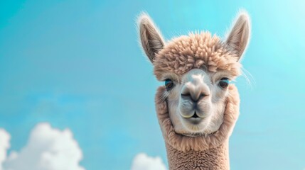 Obraz premium Alpaca with Blue Sky Background