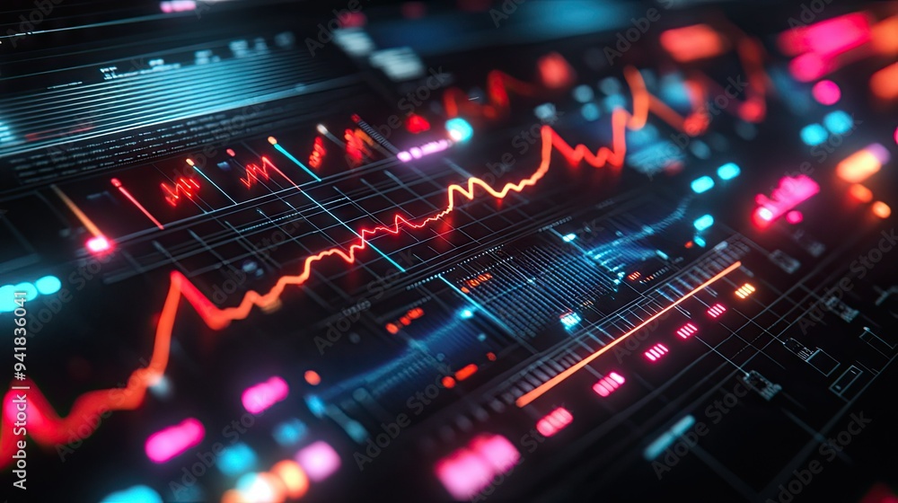 Poster close-up of a signal processing interface displaying electrical waveforms with various frequencies