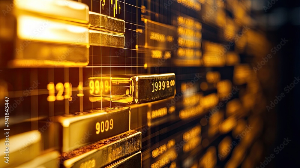 Poster close-up of an investment dashboard displaying a gold price chart with real-time updates and analyti