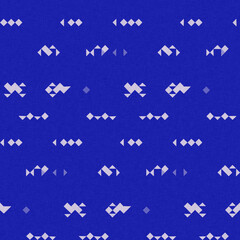 Faded electric blue glitch geo washed effect seamless pattern. Indigo dye grungy blotched distress abstract background texture repeat. 