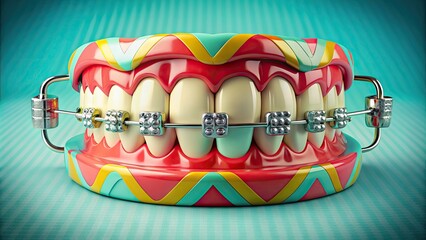 Nostalgic Retro Orthodontics: Vintage colors, simple shapes, cheerful smiles, whimsical