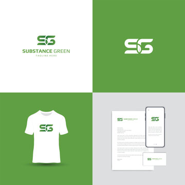 SG Letter with Leaf logo. It combines the letters 'S' and 'G' with leaf illustrations and is Suitable for professional businesses or organizations.