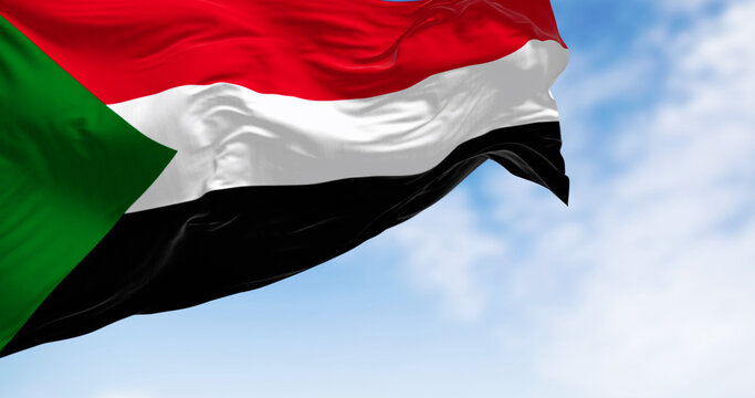 Sudan national flag waving in the wind