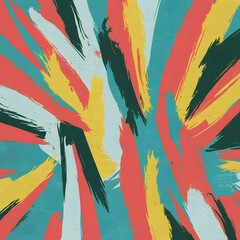 Fototapeta premium Bold Abstract Paint Strokes in Bright Colors - Dynamic and Expressive T-shirt Design with Red, Blue, Yellow, and Green.