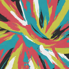 Bold Abstract Paint Strokes in Bright Colors - Dynamic and Expressive T-shirt Design with Red, Blue, Yellow, and Green.