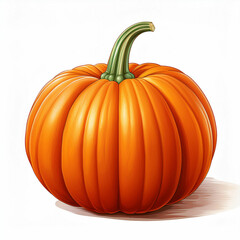 Obraz premium A detailed illustration of a single pumpkin with a smooth, round shape and deep orange color.