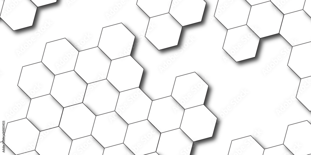 Poster futuristic abstract seamless bright white abstract honeycomb background. 3d technology futuristic ho