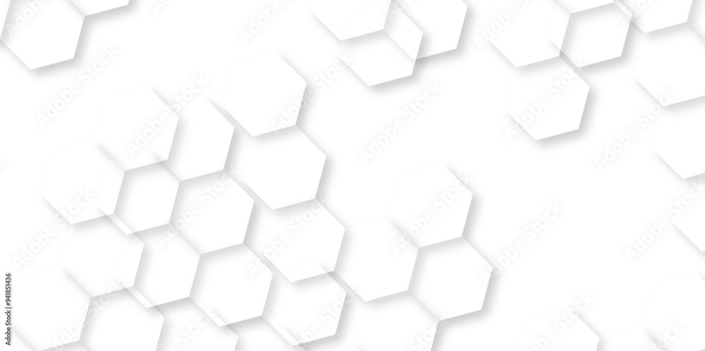 Poster futuristic abstract seamless bright white abstract honeycomb background. 3d technology futuristic ho