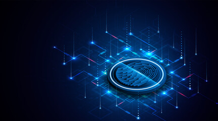 Abstract technology circuit board background. Fingerprint scanning cybersecurity concept. modern technology innovation concept background