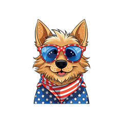 Vector Dog with american flag illustration template