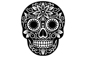 A Mexican skull decorated with delicate vibrant fall