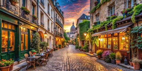 Obraz premium Parisian Antique Sojourn: Cobblestone Streets, Quaint Boutiques, Hidden Gems, Romantic