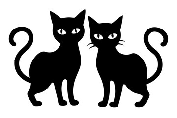 Black silhouette of cat. black cat, vector icon, silhouette Vector illustration.