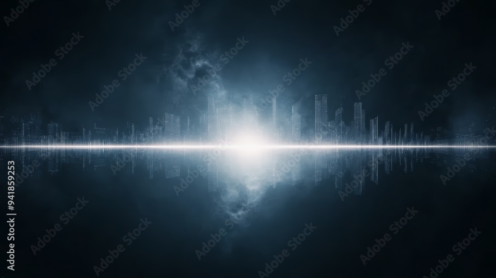 Aufkleber abstract sound wave design with luminous center, creating a captivating visual effect against a dark