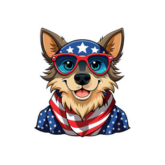 Vector Dog with american flag illustration template