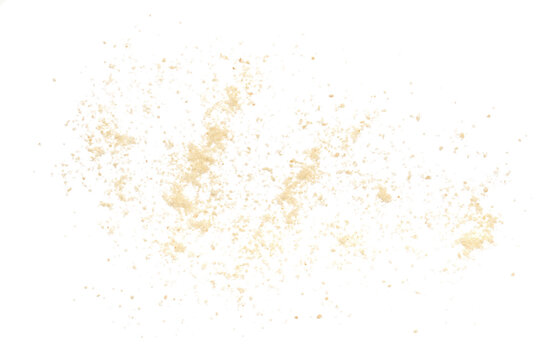 Parmesan cheese grated isolated on white, top view