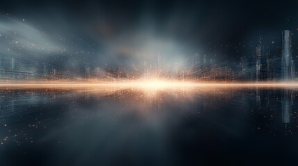 A stunning abstract image featuring light rays and reflections, evoking a sense of depth and energy in a futuristic landscape.
