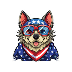 Vector Dog with american flag illustration template