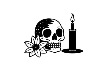 A skull decorated with flowers