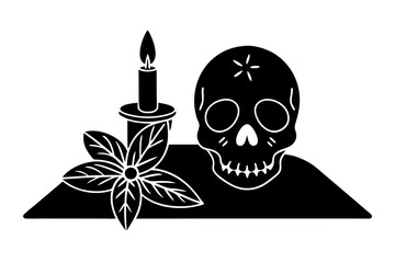 A skull decorated with flowers