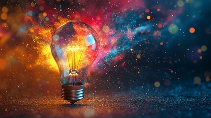 Explosive Light Bulb Representing Creative Breakthrough