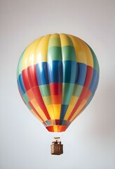 Obraz premium One Colorful hot air balloon on empty neutral monochrome background, png, detail, vector, cut, stories format, social media vertical format