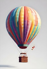 Obraz premium One Colorful hot air balloon on empty neutral monochrome background, png, detail, vector, cut, stories format, social media vertical format