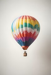 Fototapeta premium One Colorful hot air balloon on empty neutral monochrome background, png, detail, vector, cut, stories format, social media vertical format