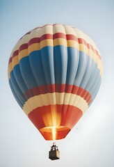 Fototapeta premium One Colorful hot air balloon on empty neutral monochrome background, png, detail, vector, cut, stories format, social media vertical format