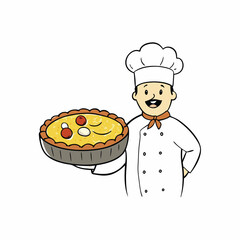 Classic Quiche Lorraine Creamy French Tart with Bacon and Cheese vector