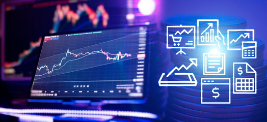 Businessman analyzing investment charts on tablet computer. Business, finance and technology concept.