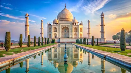 Obraz premium taj mohal International World Heritage place of india landscape view background.