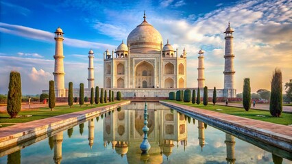 Obraz premium taj mohal International World Heritage place of india landscape view background.