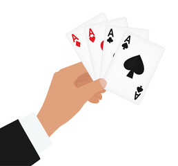 Hand holding aces. vector illustration