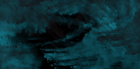 Black and teal pastel smoke abstract beautiful Background. Watercolor 5ea green grunge abstract painting stylist charming modern texture. Seamless Blue deep sea grunge texture vintage background.