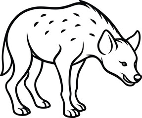 Adorable hyena line art illustration designed for kids to fill with vibrant colors
