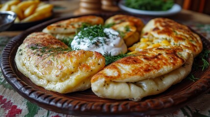 Ukrainian Varenyky with potato and cheese filling