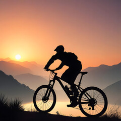 Obraz premium silhouette of a person riding a bike