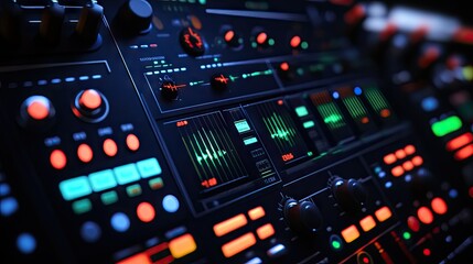 Detailed view of a digital signal generator screen with dynamic electrical wave patterns and adjustments