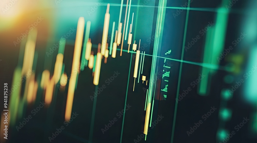 Poster detailed view of a financial chart showing gold price movements, with candlestick patterns and indic