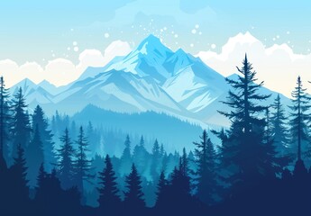 Fototapeta premium Majestic Mountain Peak with a Forest in the Foreground