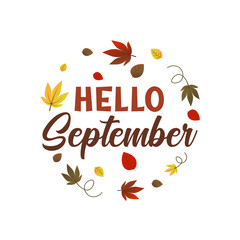 hello september vector background. it is suitable for card, banner, or poster